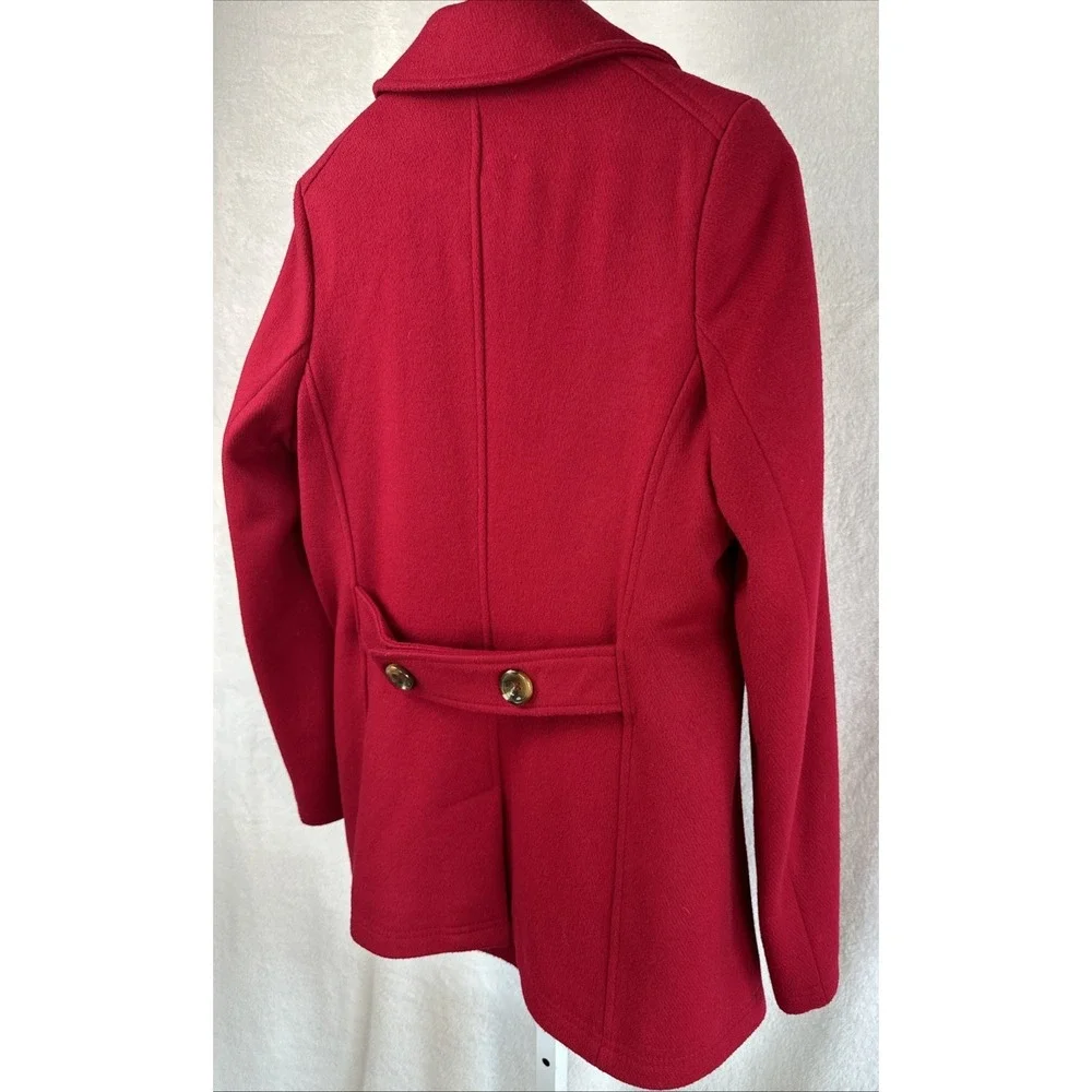 Kristen Blake Thick Wool Pea Coat Double‎ Breasted Red Tailored Women's